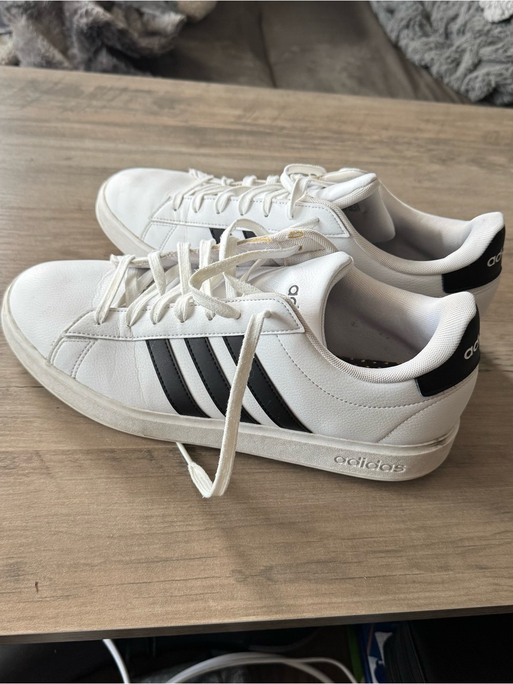 adidas White Sneakers with Black Three-Stripes
